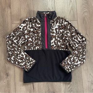 The North Face Girls Large 14/16 Leopard Print 1/4 Zip Glacier Fleece Top